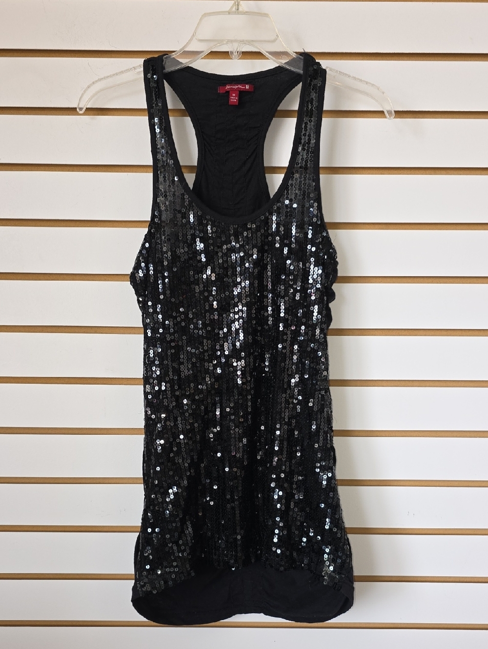 Black Sequin Racerback Tank Med
